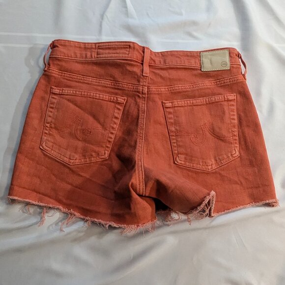 AG Adriano Goldschmied Denim Size 27R Burnt Orange Frayed Hem Shorts - Picture 6 of 12